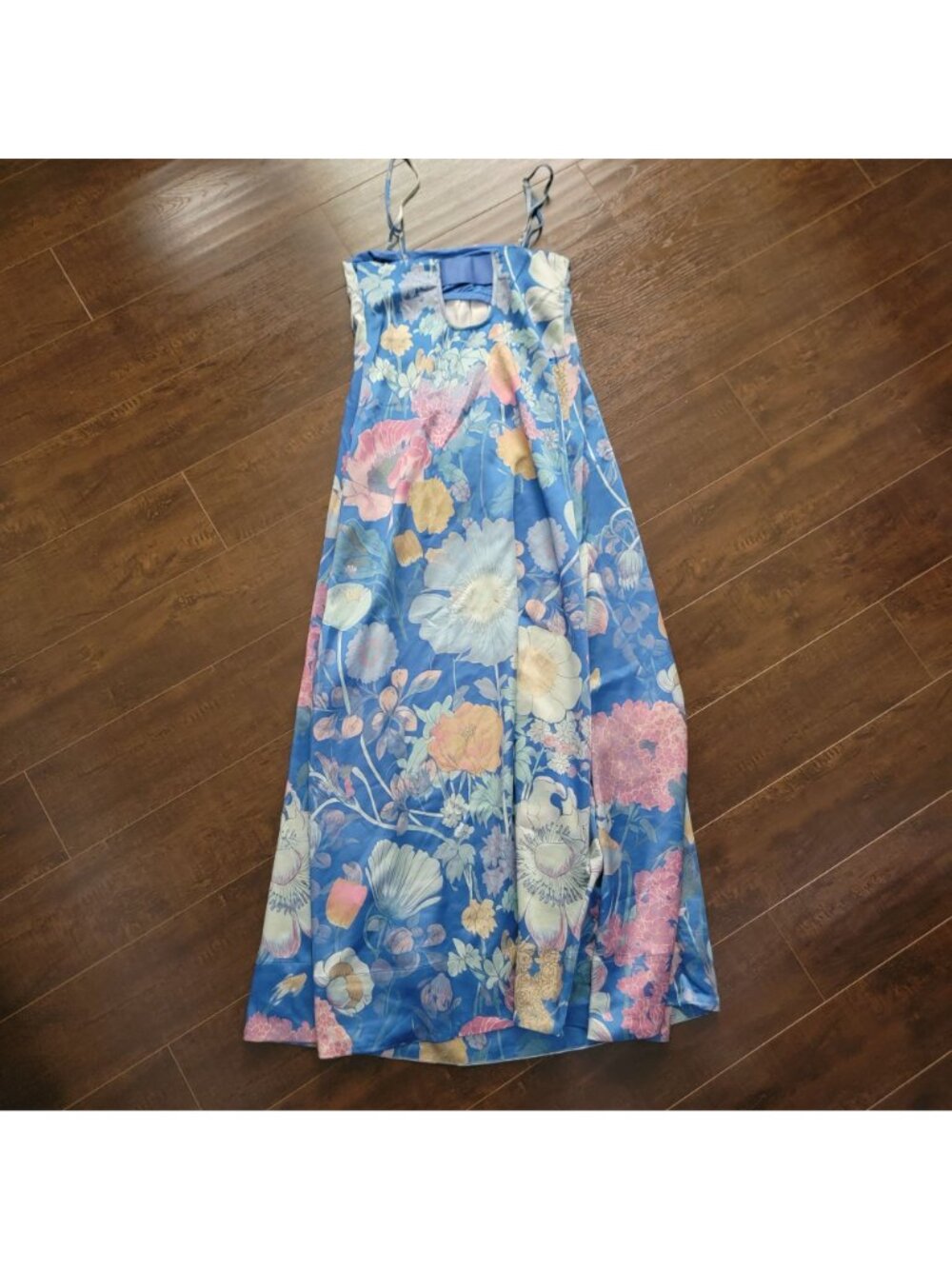 Free People Botanical Maxi Dress Whimsical Boho Chic Garden Fairy Blue Womens XS - Picture 3 of 8